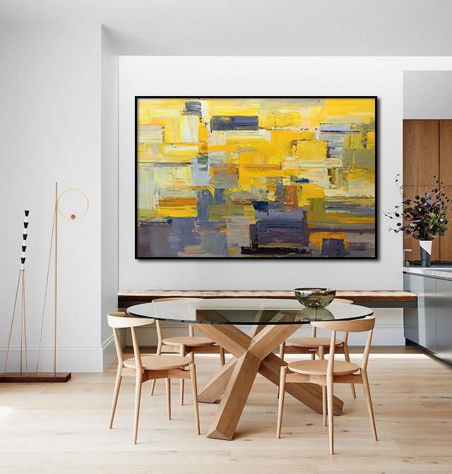 Horizontal Palette Knife Contemporary Art #L52C - Click Image to Close